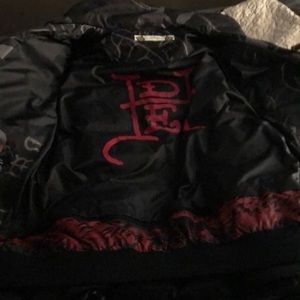 Rare Ed hardy down winter coat love kills slowly with recco rescue size l nwts
